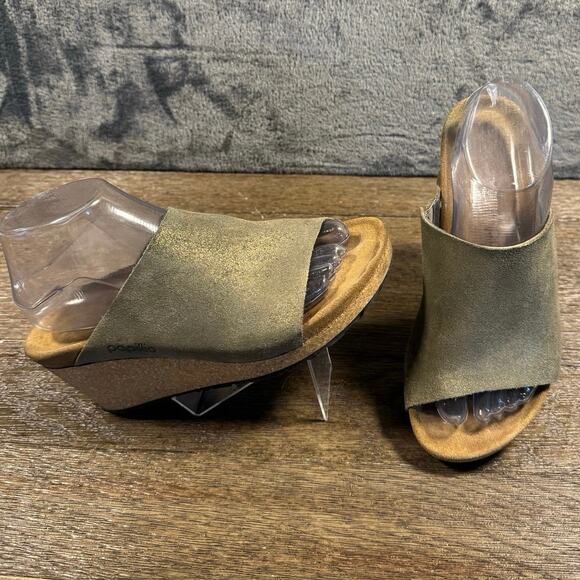 Papillio by Birkenstock Namica wedge sandal in washed metallic suede Women’s 38 - Picture 1 of 9